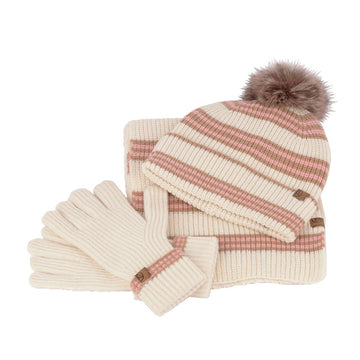 Pepe Moll 252854 Conjunto Gorro bufanda y guantes de lana rosa