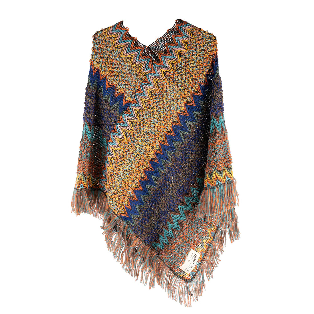 Pepe Moll 252870 Poncho lana jaspeado azul naranja