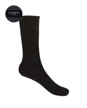 Punto Blanco 1546510 Calcetines de cashmere/lana lisos con puño roulé negro