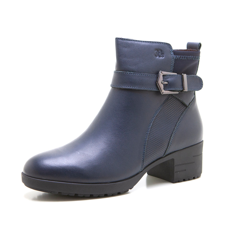 Treintas 4210 Botín de tacón medio negro marino