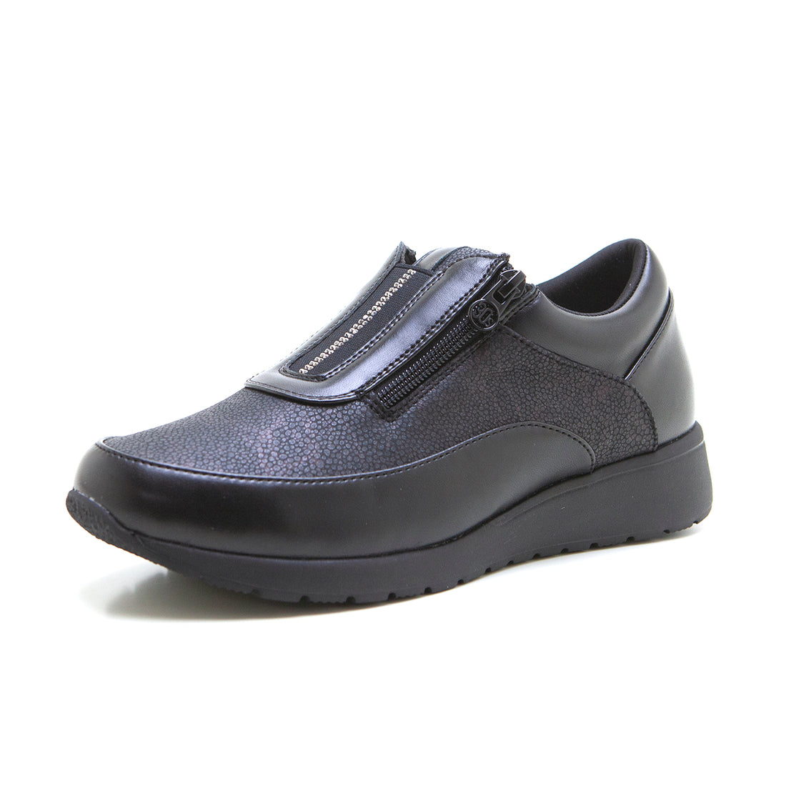 Treintas L4455 Zapato deportivo cremallera Lycra negro