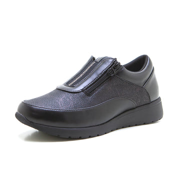 Treintas L4455 Zapato deportivo cremallera Lycra negro