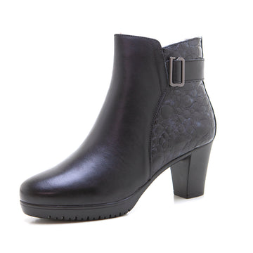 Treintas 4219 Botín tacón alto piel coco negro