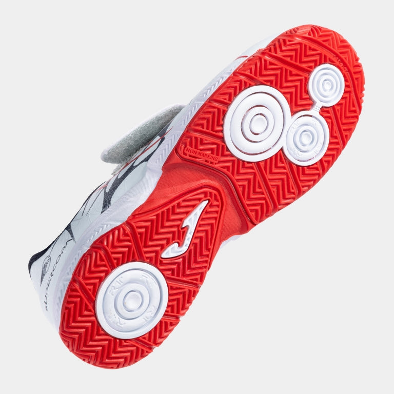 Joma Super Copa Zapatilla de fútbol sala con velcro indoor blanco rojo