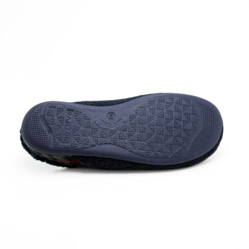 Garzón 8450.296 Zapatilla de ir por casa hombre destalonada de cuadros marino