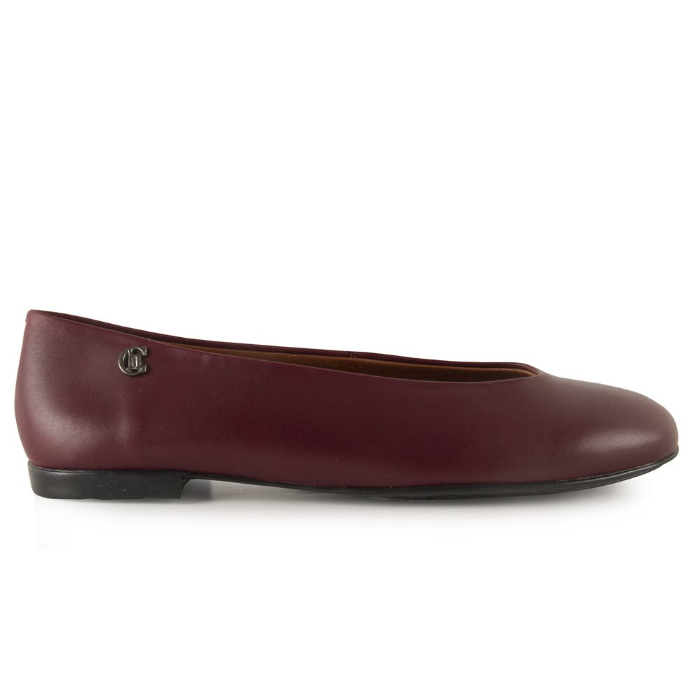 Chamby 635 Manoletina lisa de piel burdeos