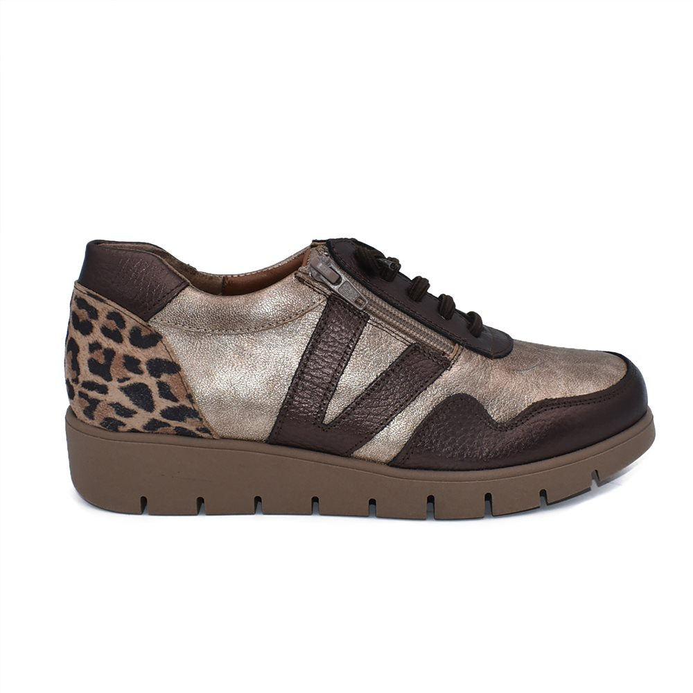 Chamby 18 Zapato sport cremallera marrón leopardo