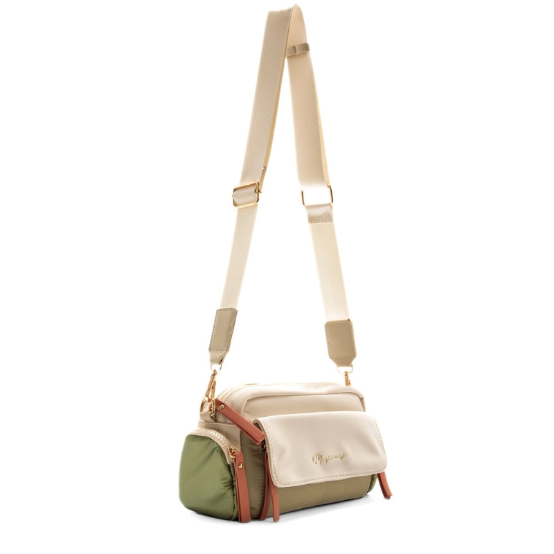 Mariamare Mesa bandolera crema kaki multibolsillos