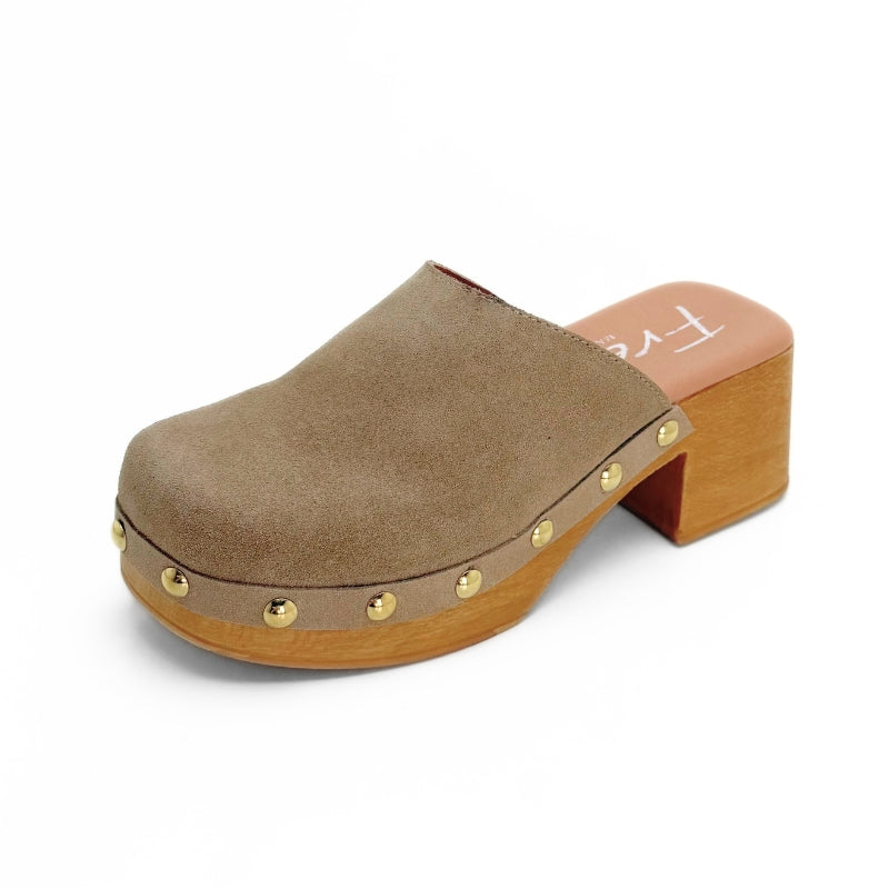 Fresia 487 Zueco taupe tacón