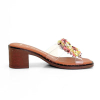 Fresia 558 Sandalia tacón con adorno floral