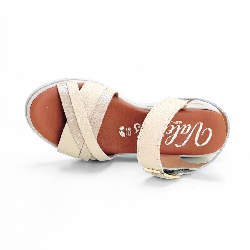 Valerias 2650 Sandalia beige con velcro