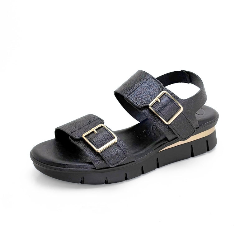 Valerias 2602 Sandalia negra de doble velcro