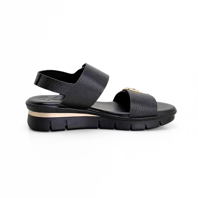 Valerias 2602 Sandalia negra de doble velcro