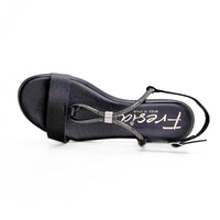 Fresia 585 Sandalia negra con adorno brillante