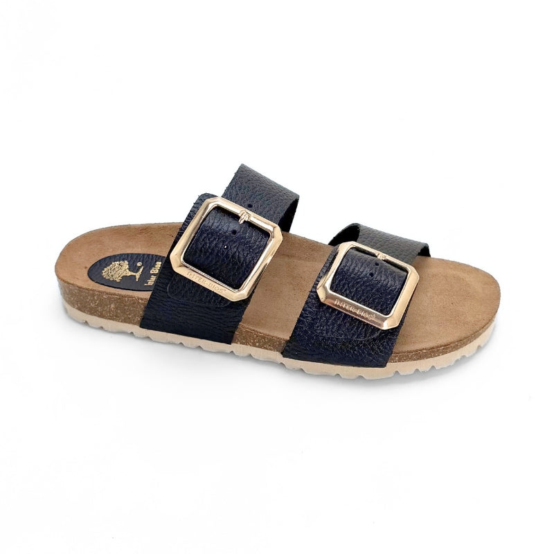 Inter Bios 7232 Sandalia zueco negra con 2 hebillas