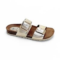 Inter Bios 7232 Sandalia zueco platino con 2 hebillas