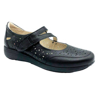 Treintas L-4500 merceditas caladas negras con velcro