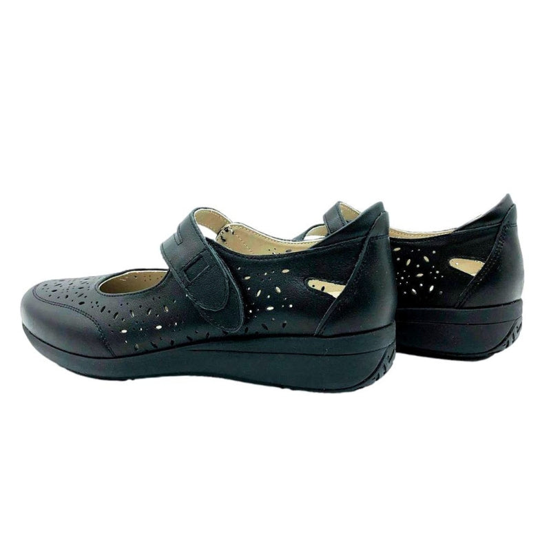 Treintas L-4500 merceditas caladas negras con velcro