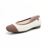 Treintas L-4583 Manoletina de punto beige y marrón