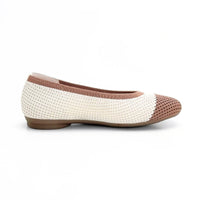 Treintas L-4583 Manoletina de punto beige y marrón
