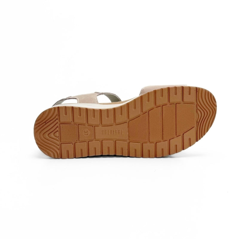 Treintas 4533 sandalia taupe con tres velcros