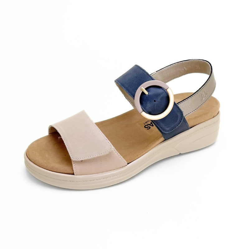 Treintas 4527 sandalia azul y beige con doble velcro