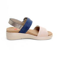 Treintas 4527 sandalia azul y beige con doble velcro