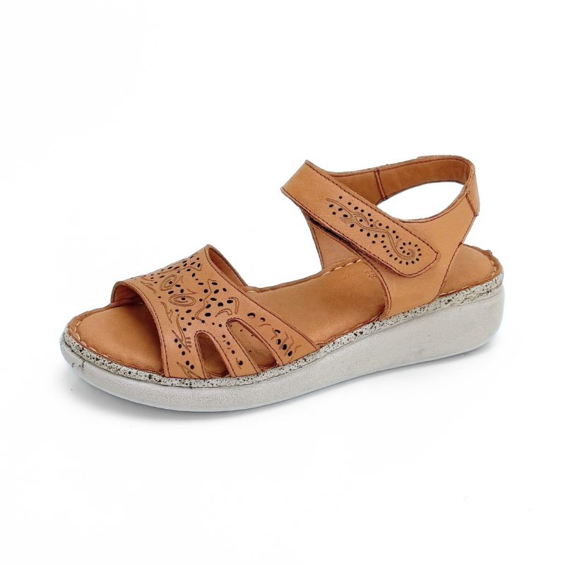 Treintas L-1414 sandalia cuero grabada con velcro