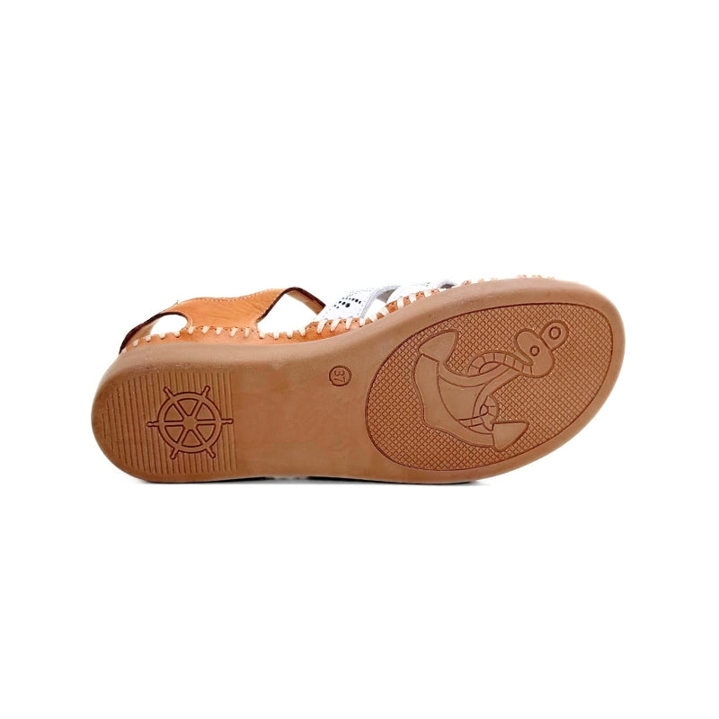 Treintas L-1407 sandalia blanca grabada con velcro