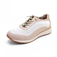 Treintas L-4562 Zapatilla casual beige de punto con elásticos
