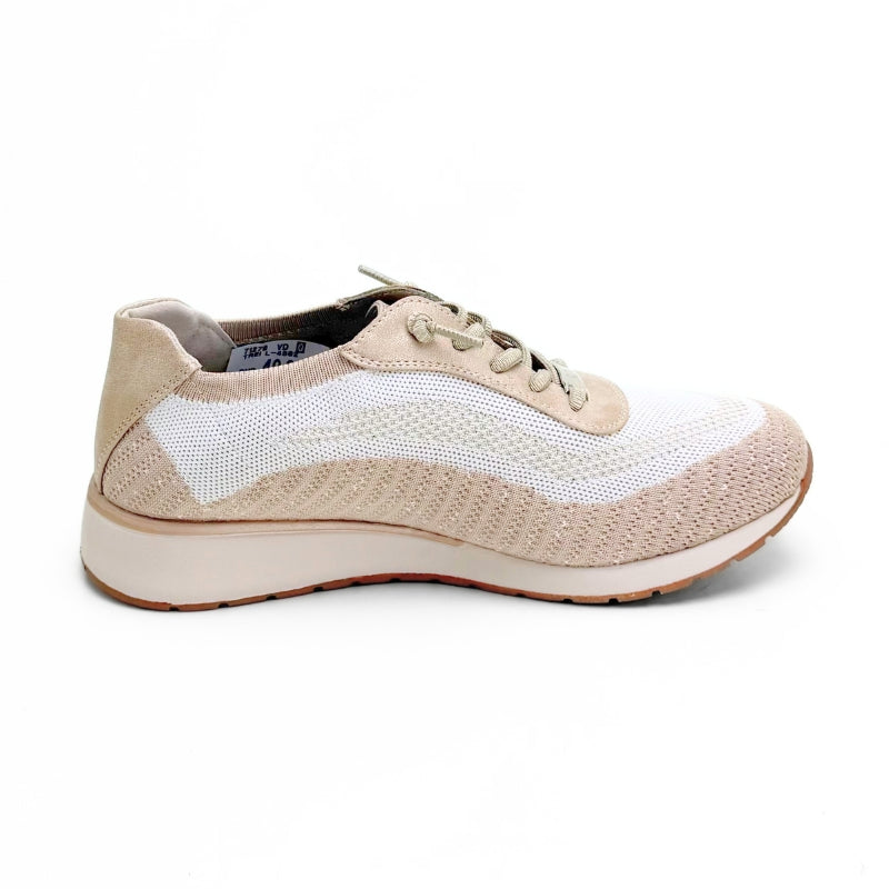 Treintas L-4562 Zapatilla casual beige de punto con elásticos