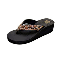 Kelara 62401 chancla esclava leopardo con cuña