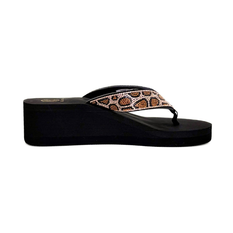 Kelara 62401 chancla esclava leopardo con cuña