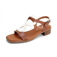 Oh my sandals 5893-2529 sandalia tacón cuero y beige