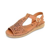 TOP3 SR1748 Sandalia grabada cuero hebilla