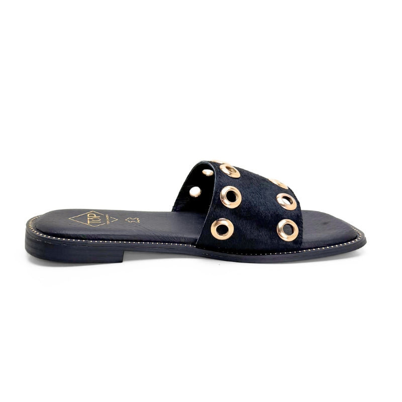 TOP3 SR1699 Sandalia pala negra tachas