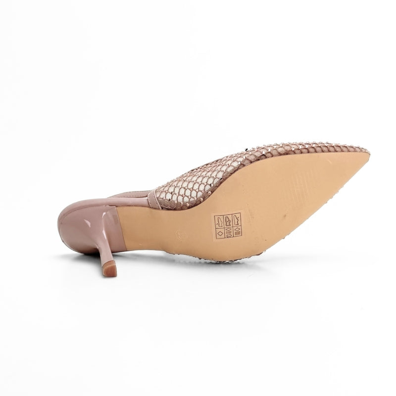 Cayetano Giménez 56020 Zapato de salón destalonado pedrería nude