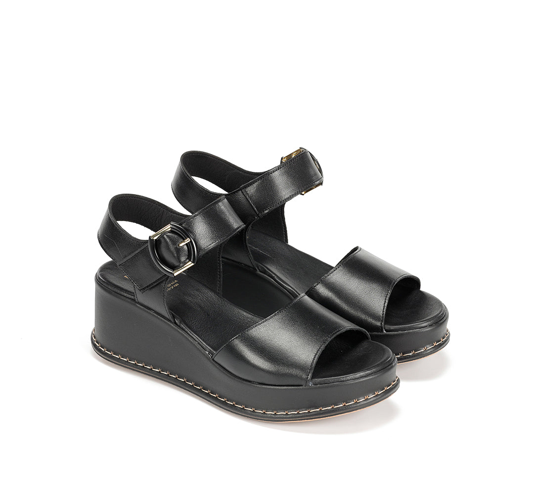 Dorking D9649 Sandalia de cuña con plataforma negro