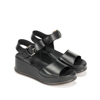 Dorking D9649 Sandalia de cuña con plataforma negro