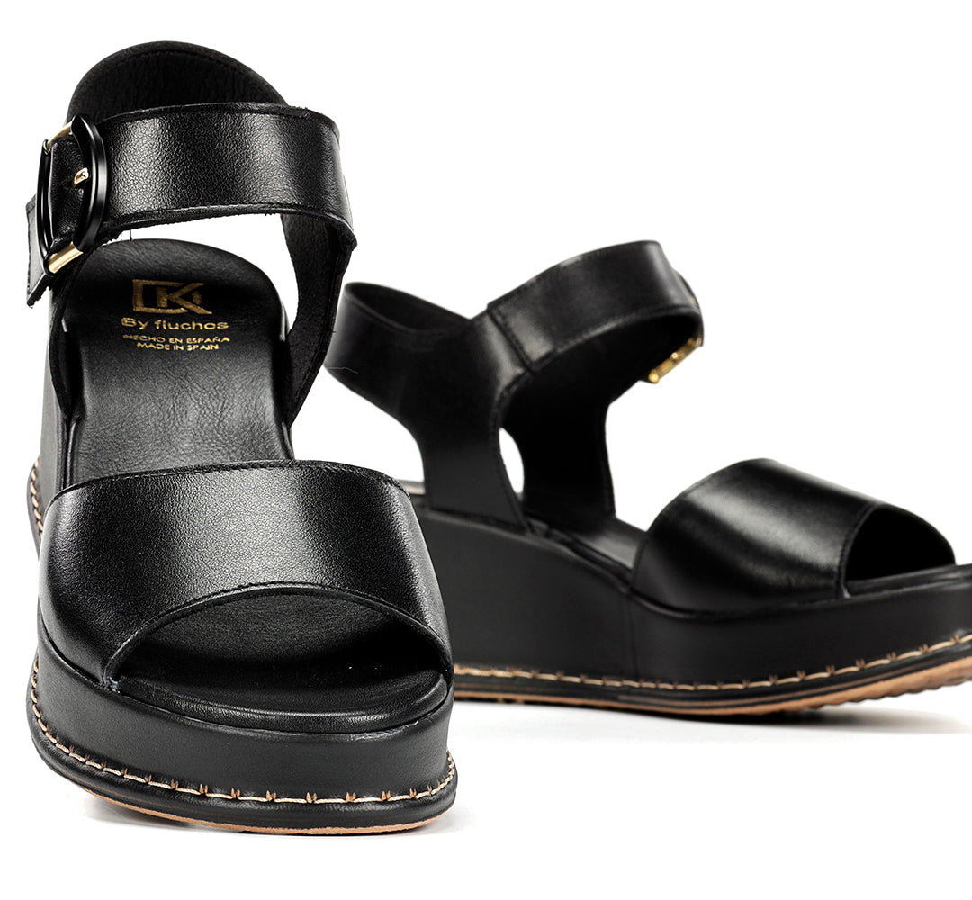 Dorking D9649 Sandalia de cuña con plataforma negro