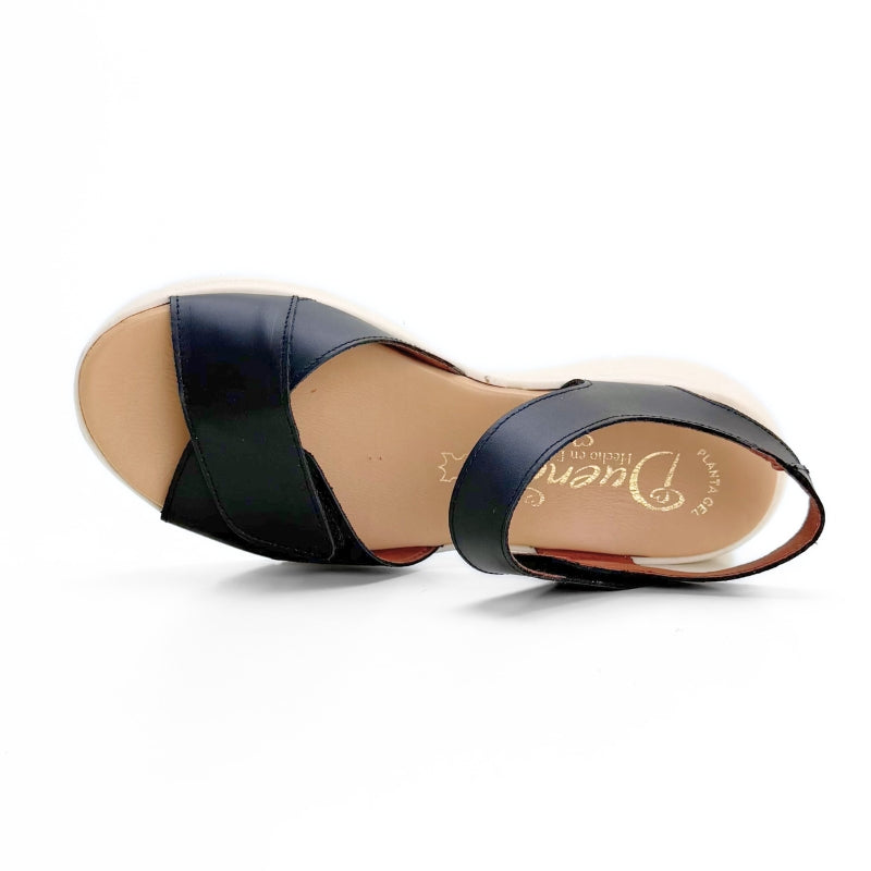 Duendy 4020 Sandalia negra doble velcro