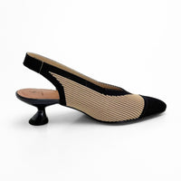 Miss Elastic 076535-65 Salón destalonado camel y negro con tacón chupete para mujer