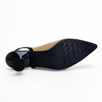 Miss Elastic 076535-65 Salón destalonado camel y negro con tacón chupete para mujer