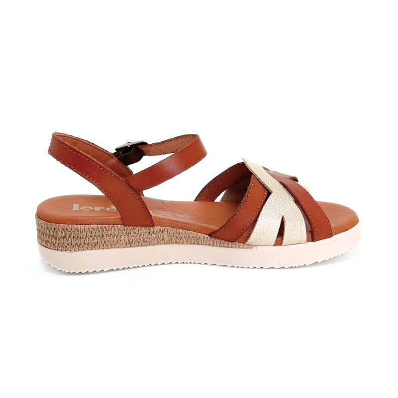 Jordana 4790 sandalia cuero y platino