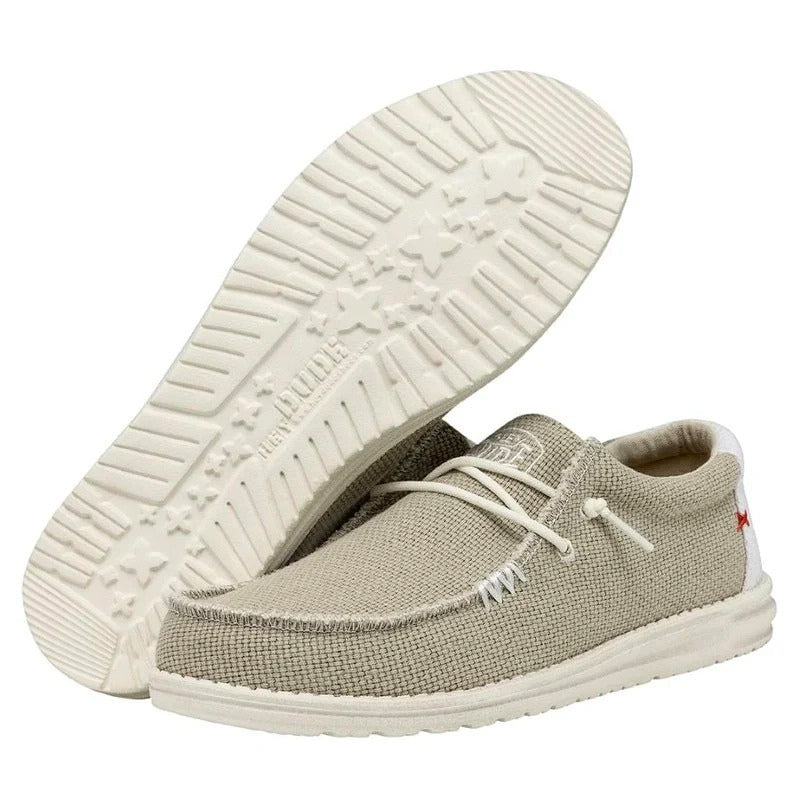 HeyDude Wally Braided Mocasín de lona off white