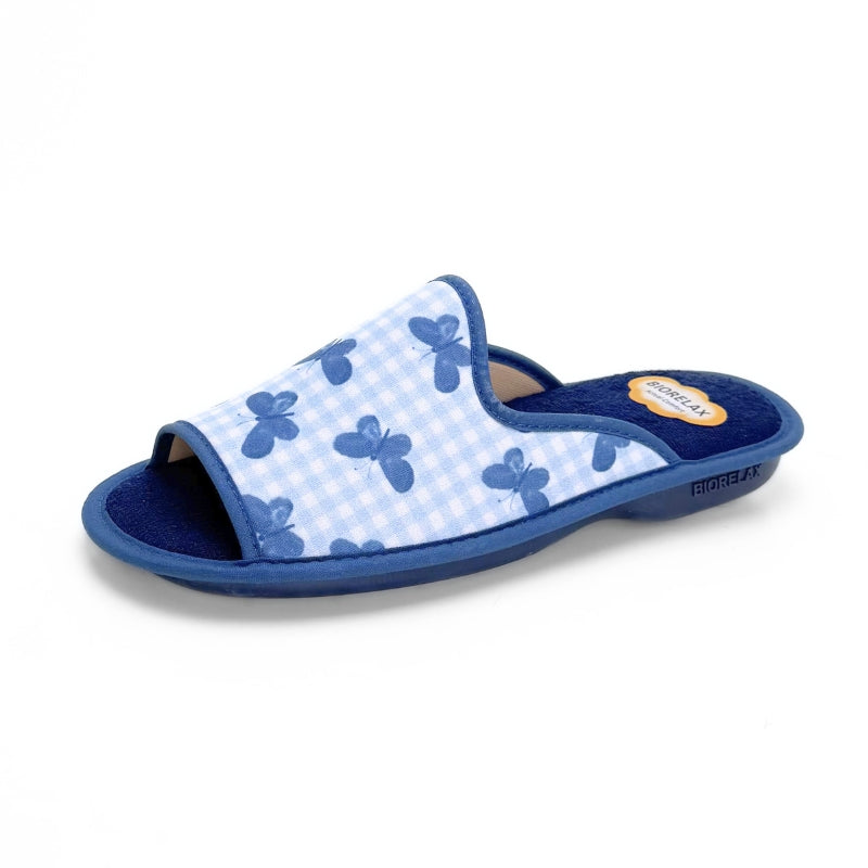 Biorelax 4113 Mariposas Zapatilla de casa abierta azul