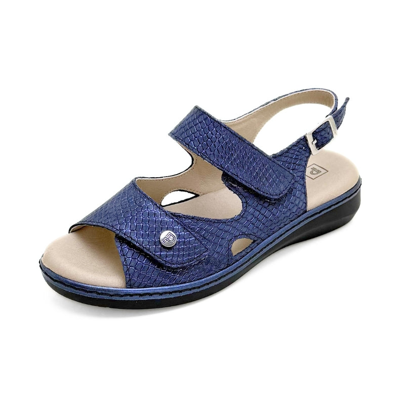 Pitillos 10300 Sandalia mujer doble velcro de piel marino