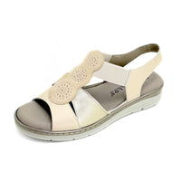 Pitillos11002 Sandalia mujer de piel crema y dorado