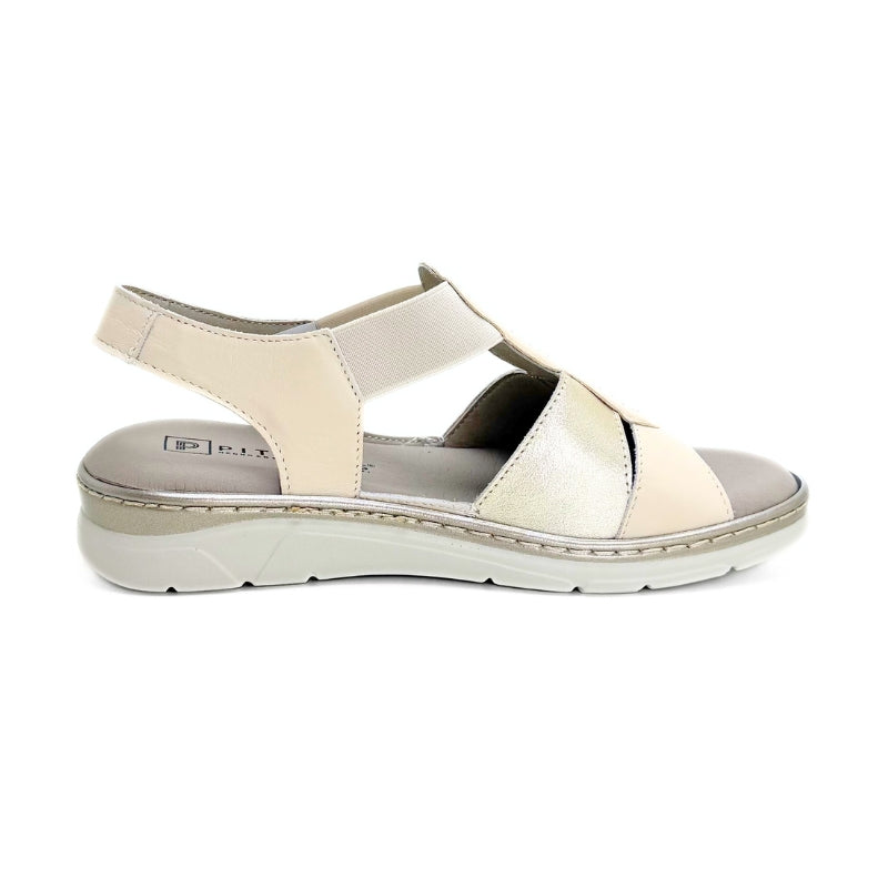 Pitillos11002 Sandalia mujer de piel crema y dorado