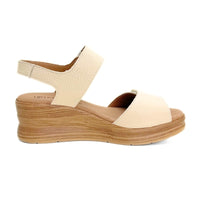 Pitillos 11054 sandalia mujer crema con cuña y doble velcro